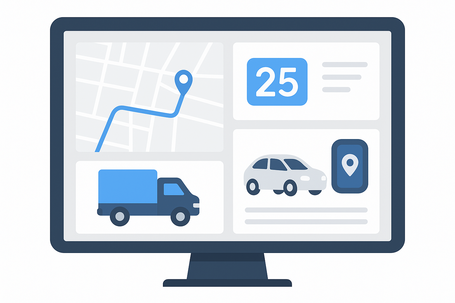 Map view displaying vehicle locations and routes